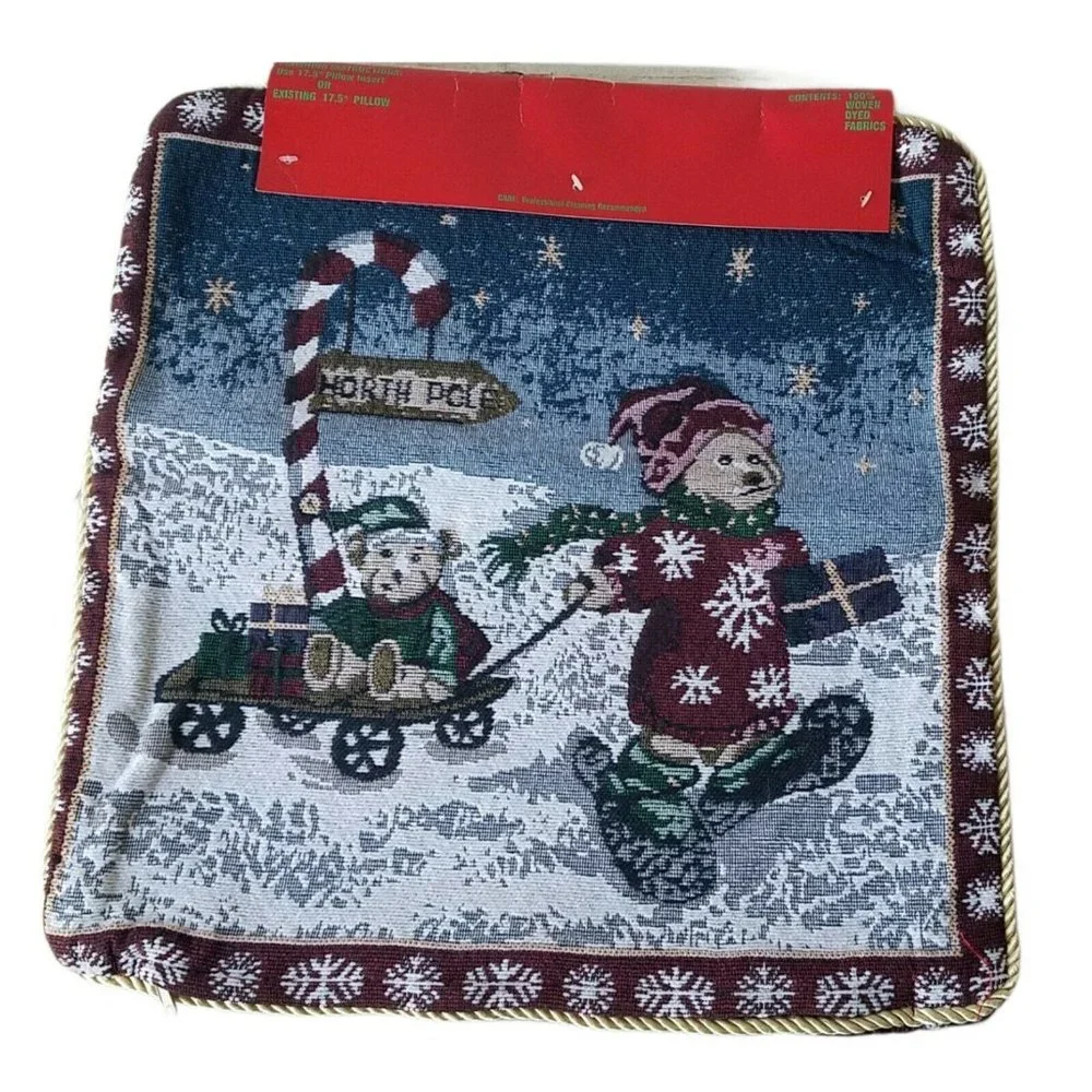 Christmas Tapestry #24 Pillow Cover with Zipper for a 17.5 Pillow Lot of 2